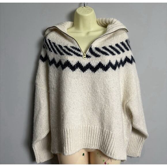 J. Crew Women’s Half Zip Fair Isle Nordic Pullover Alpaca Blend Sweater Sz XS/S - Picture 1 of 11